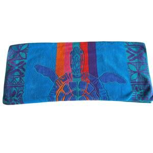 Vintage Royal Terry Turtle Beach Pool Towel tropical blue green